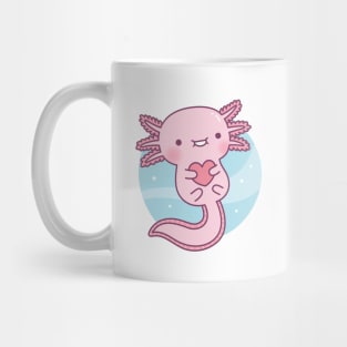 Cute Axolotl Hugging Heart Mug